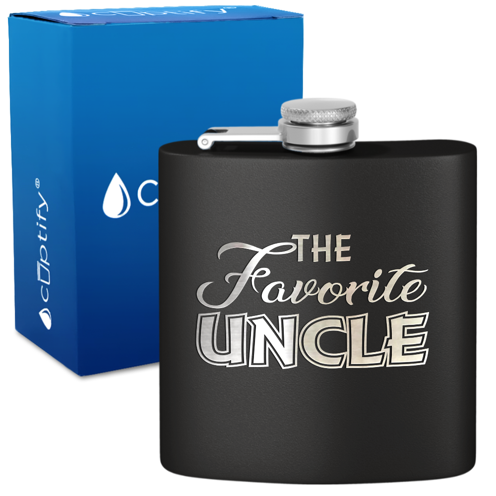 The Favorite Uncle 6oz Stainless Steel Hip Flask
