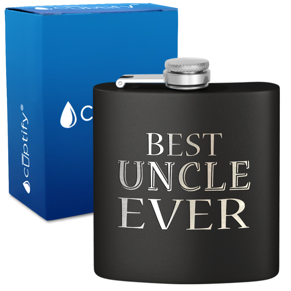 Best Uncle Ever 6oz Stainless Steel Hip Flask