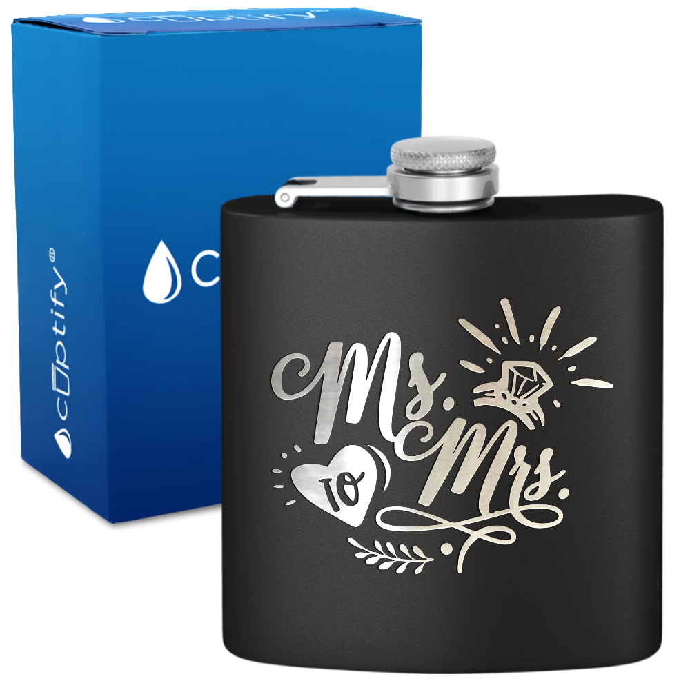 Ms. to Mrs. 6 oz Stainless Steel Hip Flask