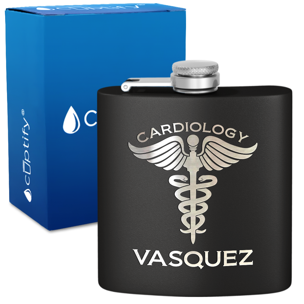 Personalized Cardiology 6oz Stainless Steel Hip Flask