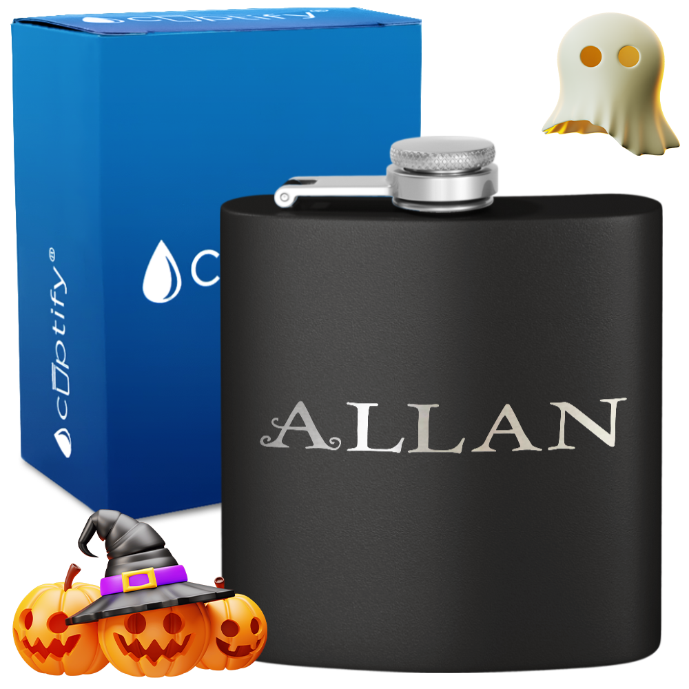 Personalized Eerie Halloween Font 6oz Hip Flask
