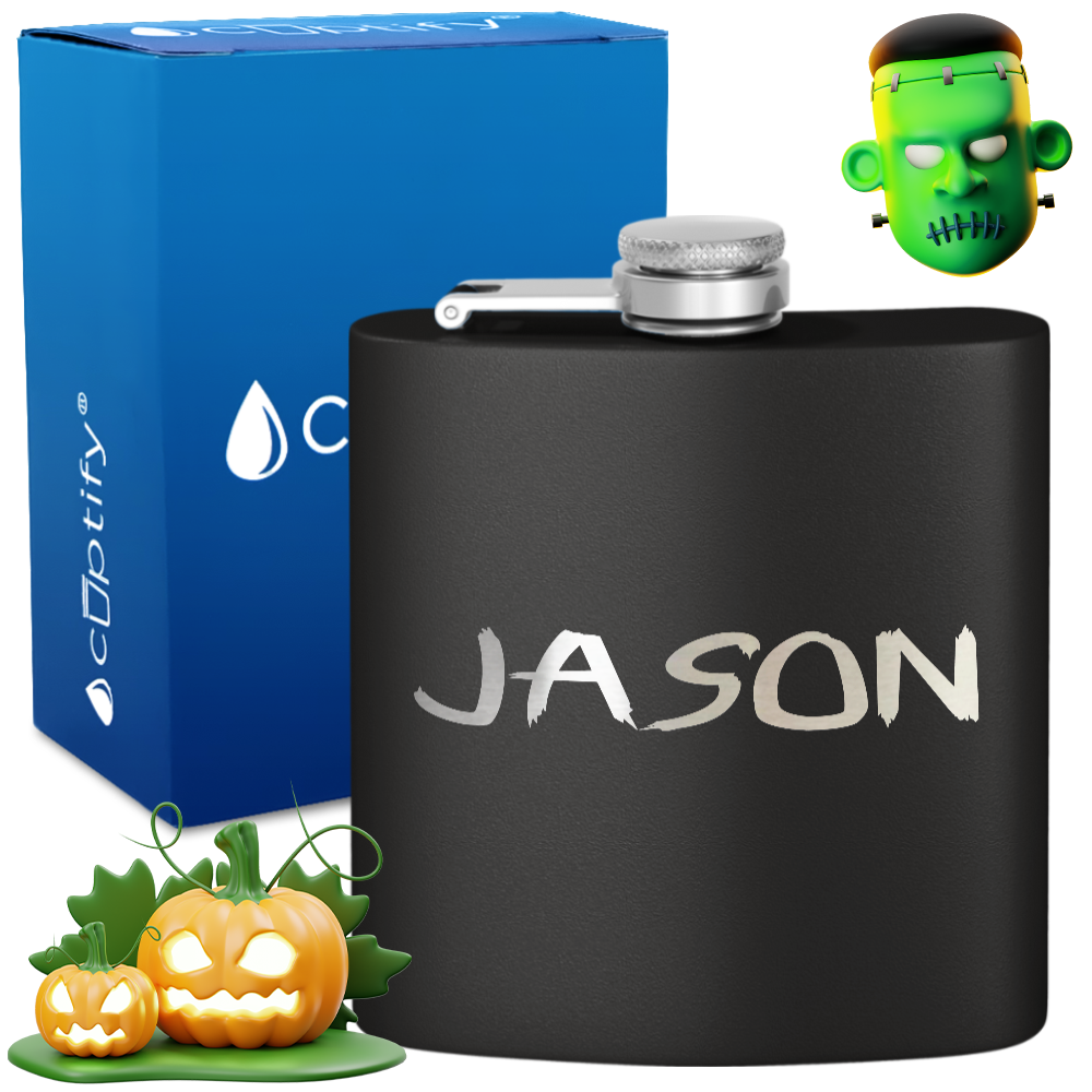 Personalized Scary Halloween Font 6oz Hip Flask