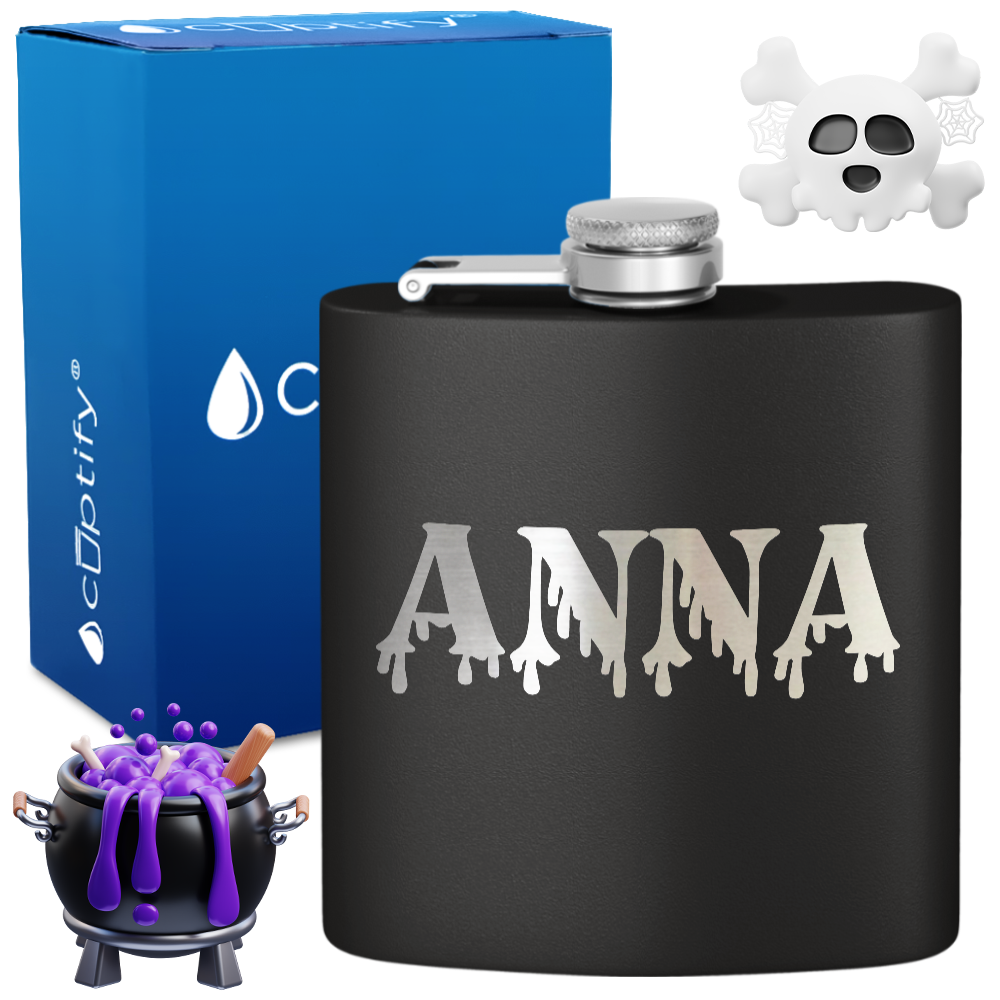 Personalized Bloody Halloween Font 6oz Hip Flask