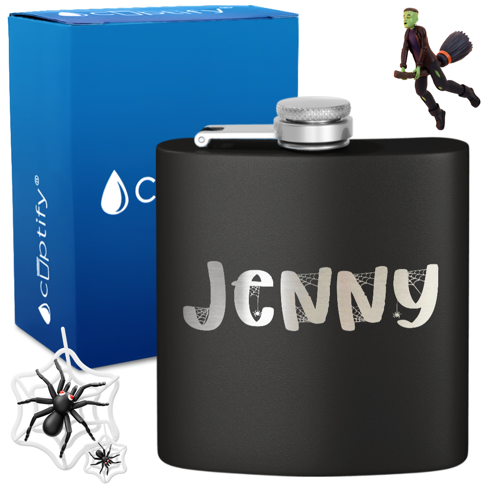 Personalized Spooky Halloween Font 6oz Hip Flask