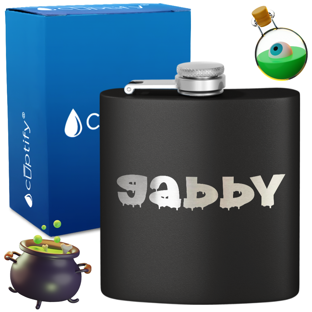 Personalized Haunted Halloween Font 6oz Hip Flask
