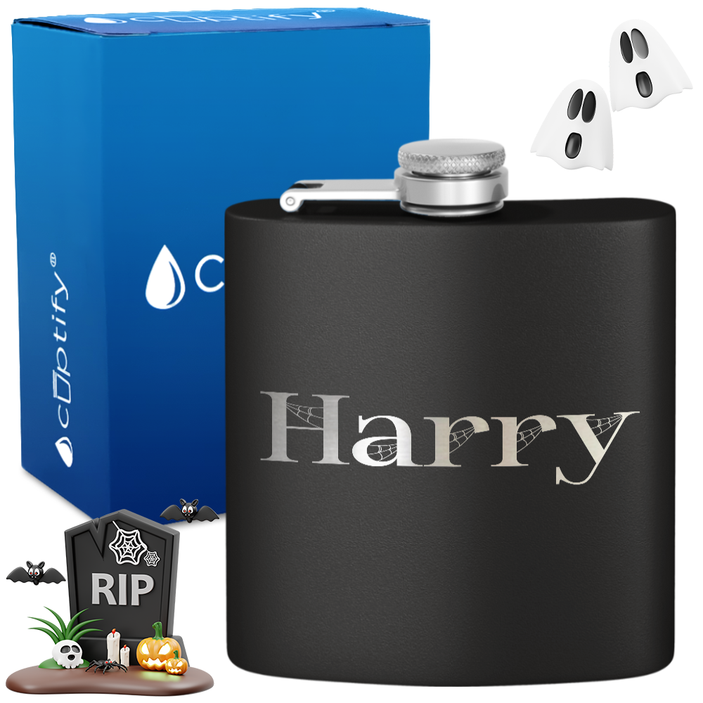 Personalized Wicked Halloween Font 6oz Hip Flask