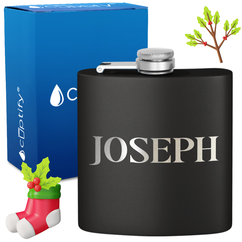 Personalized Merry Christmas Font 6oz Hip Flask