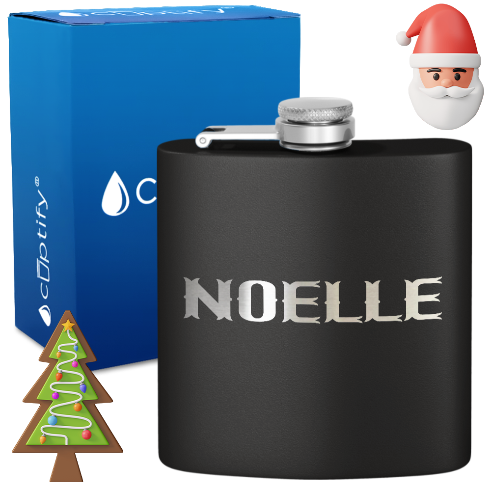 Personalized Claus Christmas Font 6oz Hip Flask