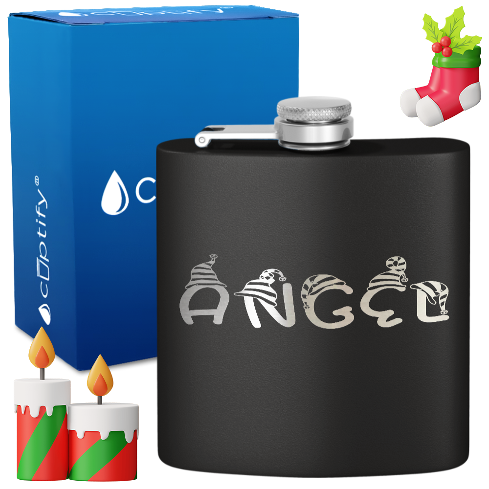 Personalized Elfen Christmas Font 6oz Hip Flask