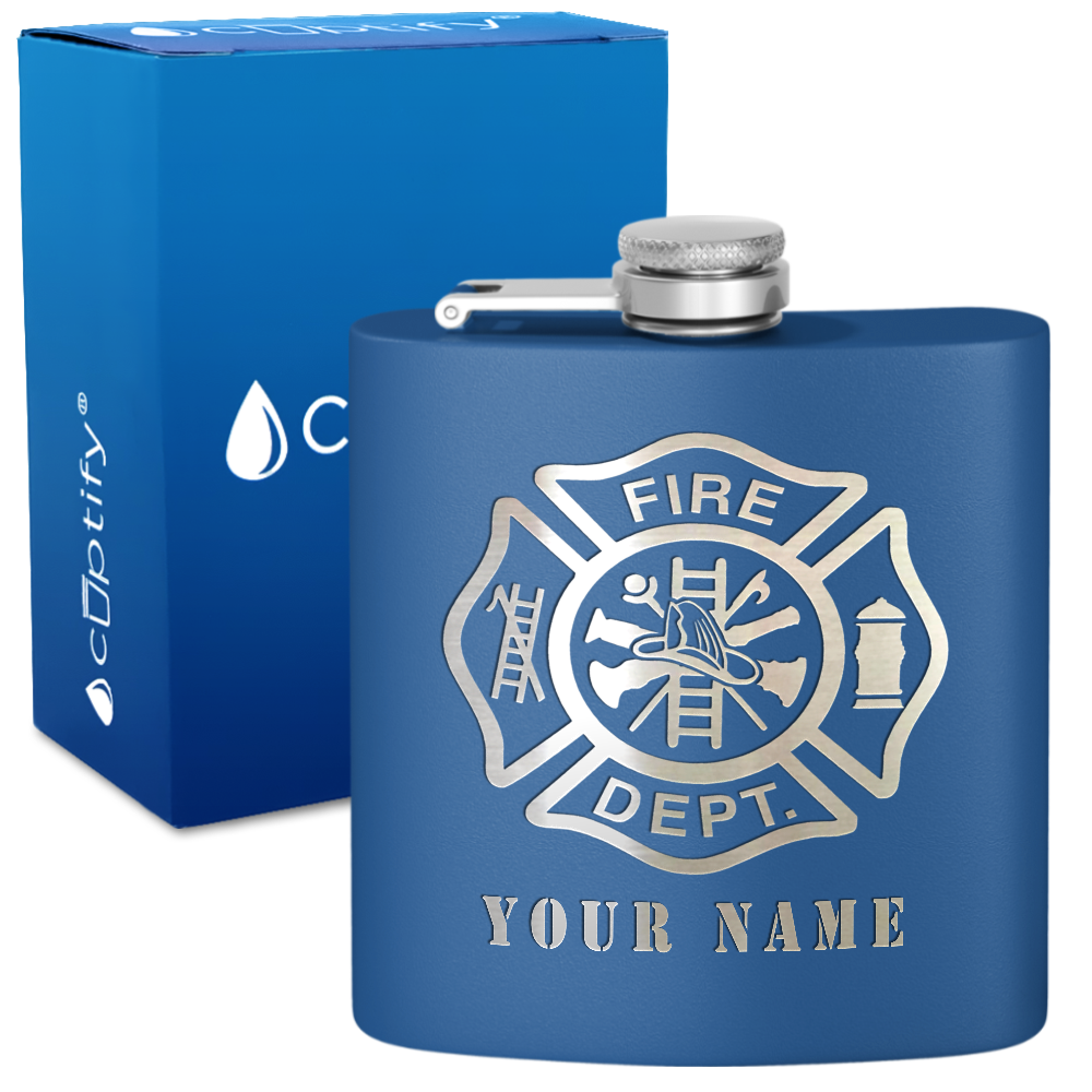 Personalized Firefighter Department 6oz Stainless Steel Hip Flask