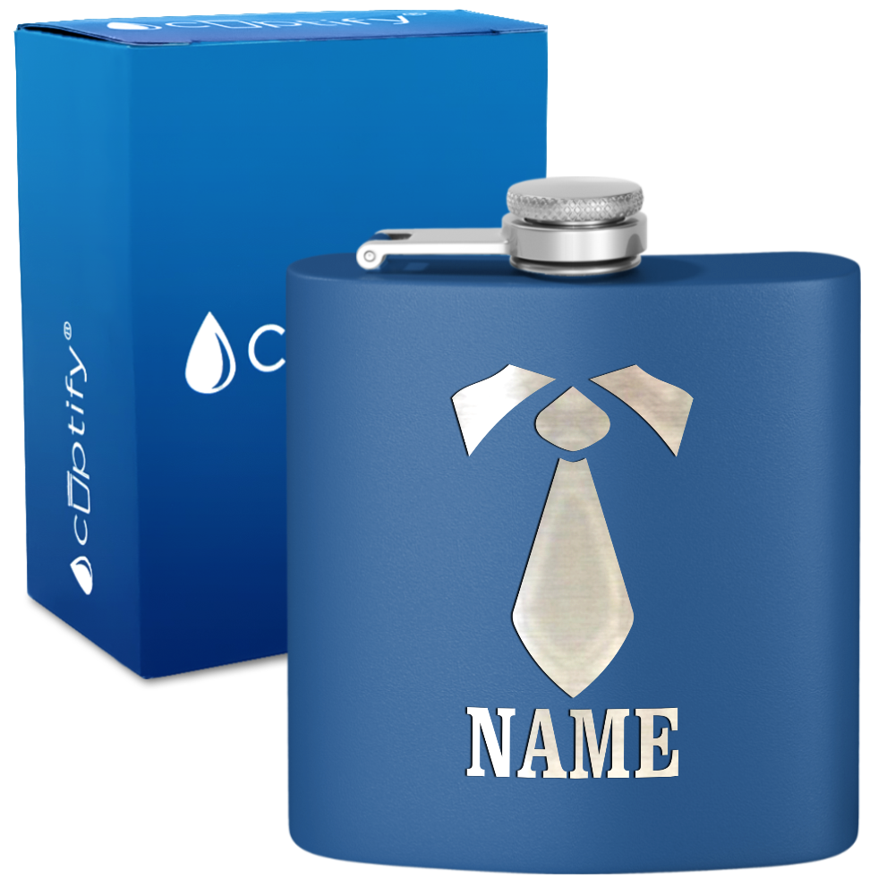 Personalized Neck Tie Groomsmen 6 oz Stainless Steel Hip Flask
