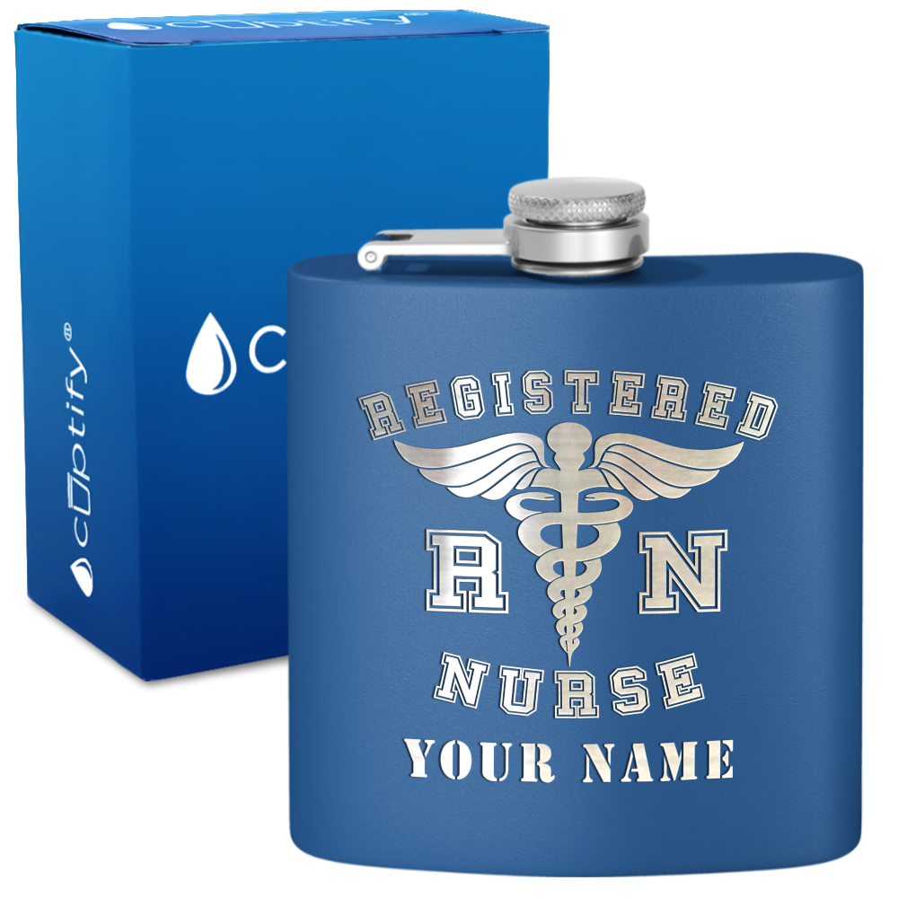 Personalized RN Registered Nurse 6oz Stainless Steel Hip Flask