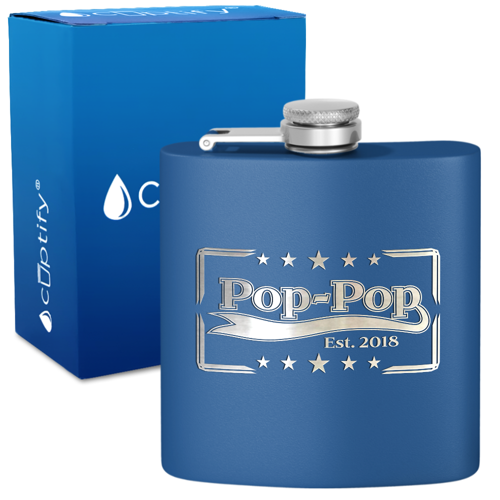 Pop-Pop Est 6 oz Stainless Steel Hip Flask