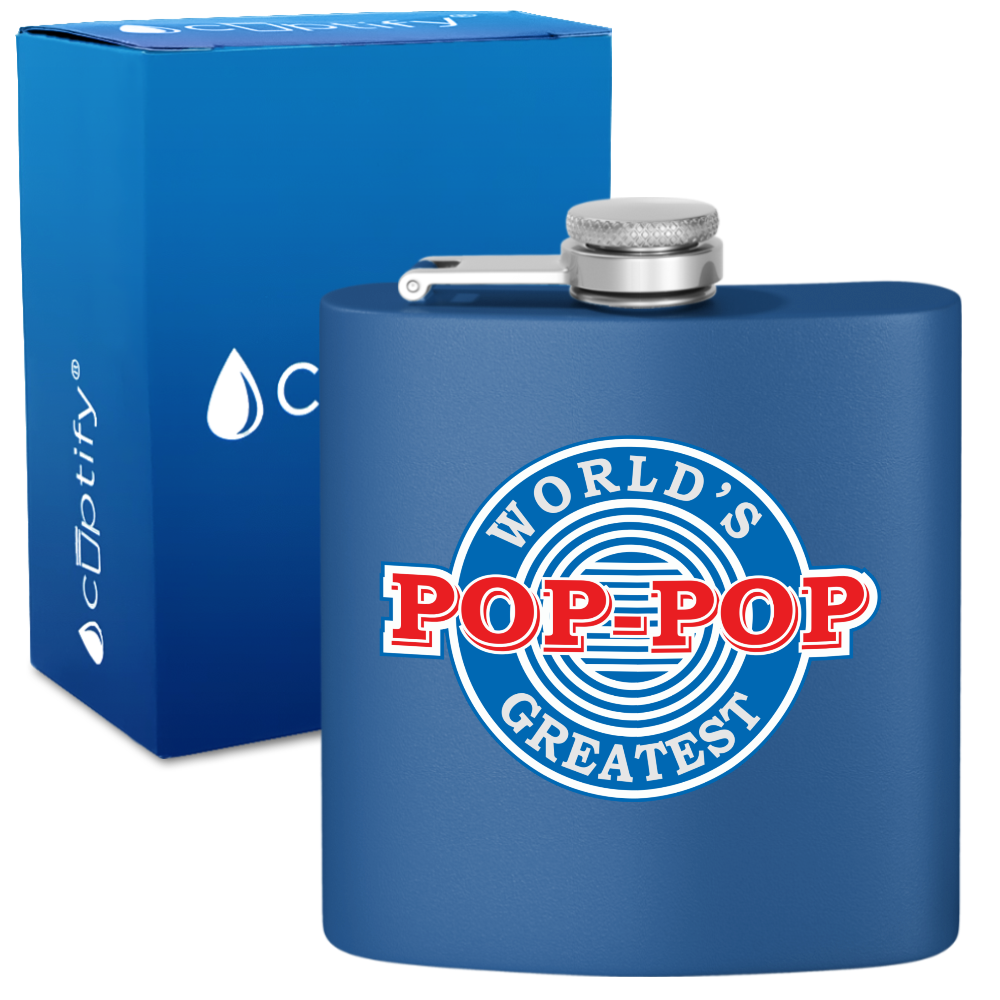 The Worlds Greatest Pop-Pop 6 oz Stainless Steel Hip Flask