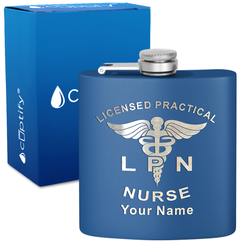 Personalized LPN Licensed Practical Nurse 6oz Stainless Steel Hip Flask