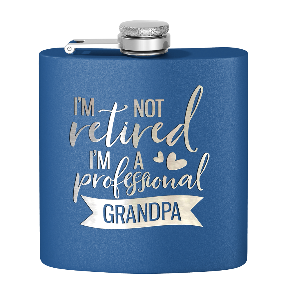 Professional Grandpa 6 oz Stainless Steel Hip Flask
