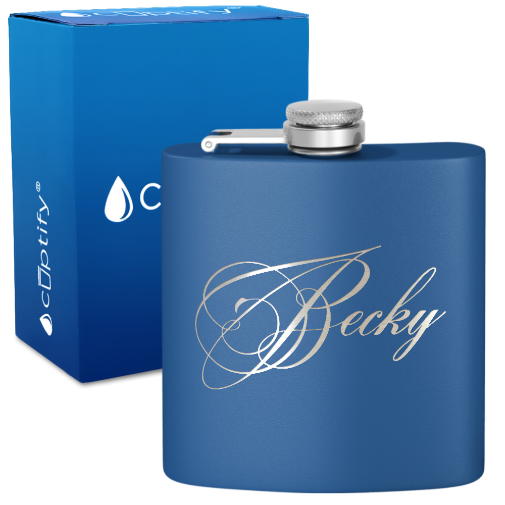 Personalized Decorative Script 6oz Hip Flask