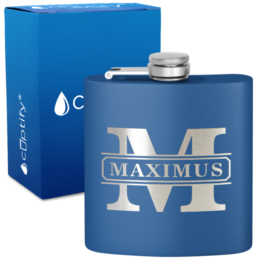 Personalized Vintage Block 6oz Hip Flask