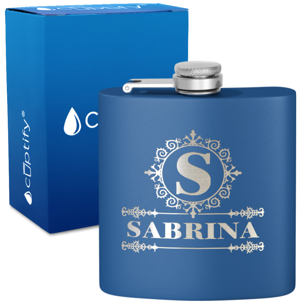 Personalized Ultramodern Initial and Name 6oz Hip Flask