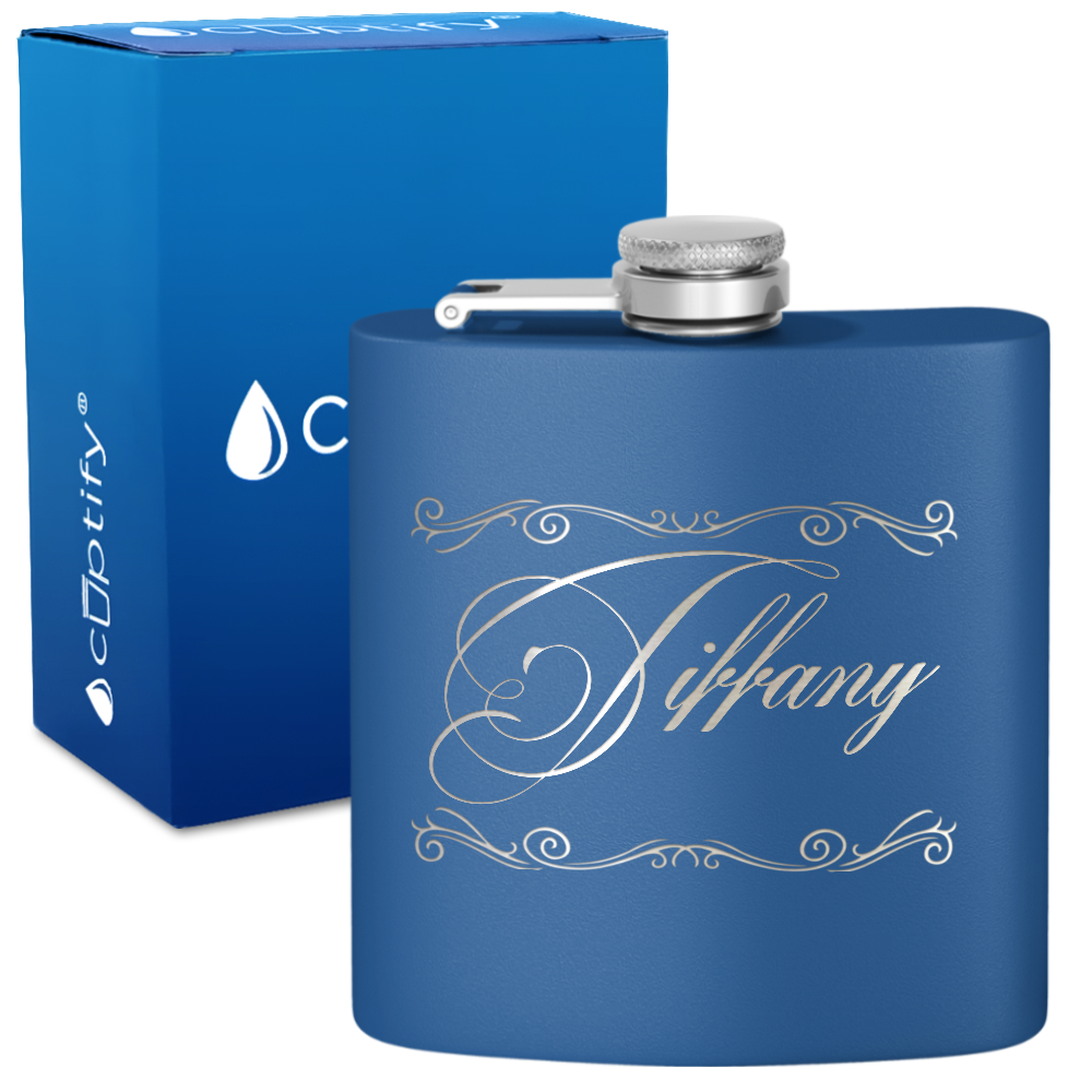 Personalized Scroll Script 6oz Hip Flask