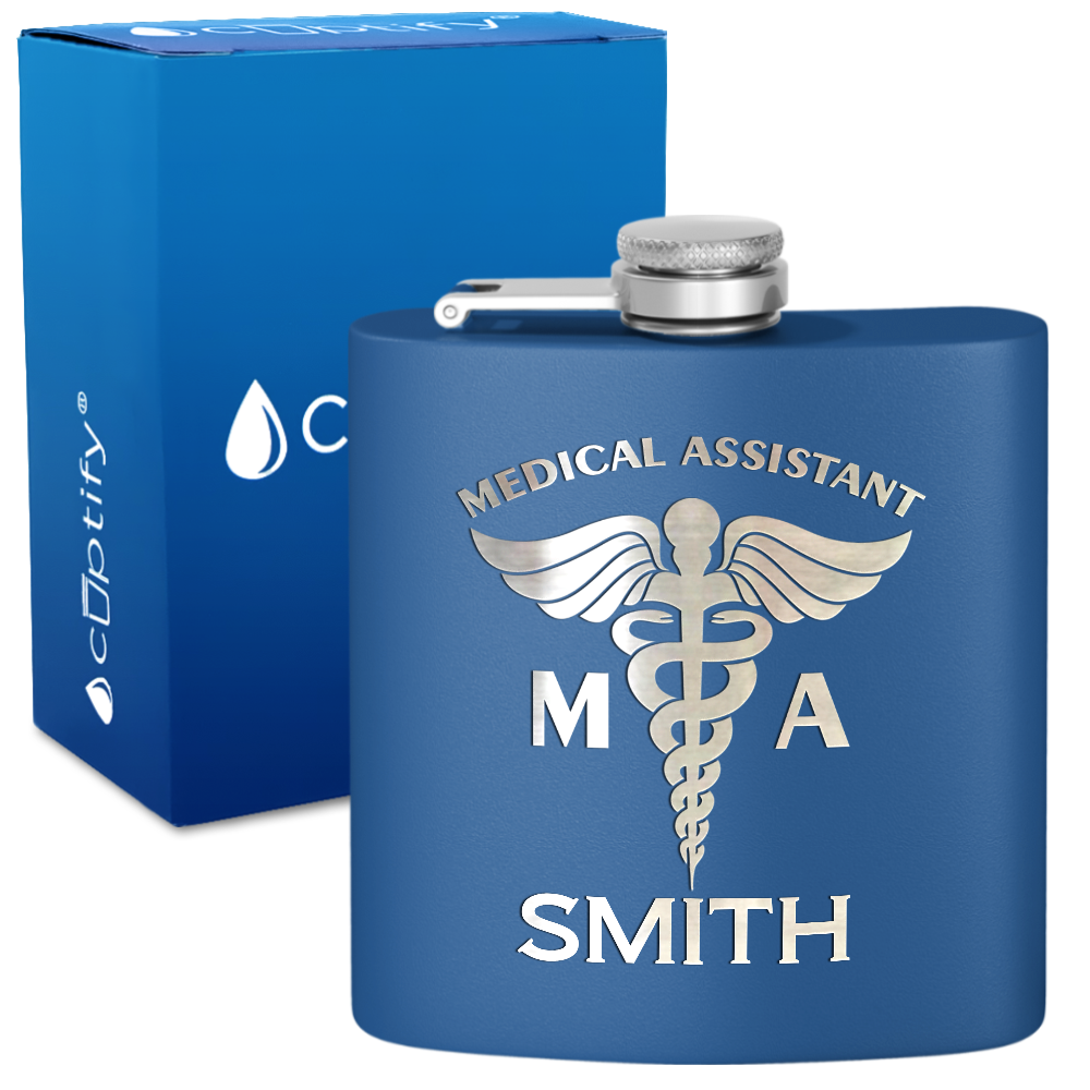 Personalized MA Medical Assistant 6oz Stainless Steel Hip Flask