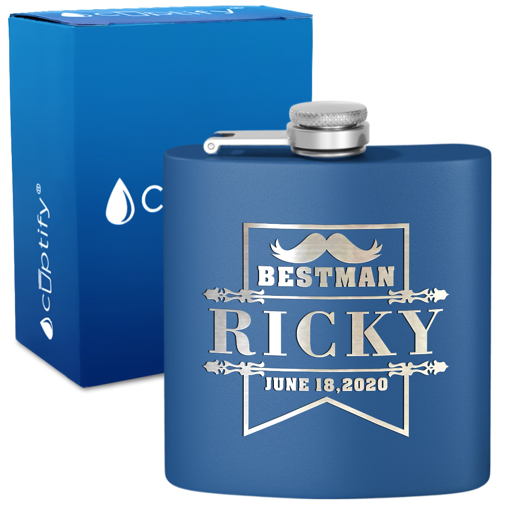 Personalized Groomsman Banner 6 oz Stainless Steel Hip Flask
