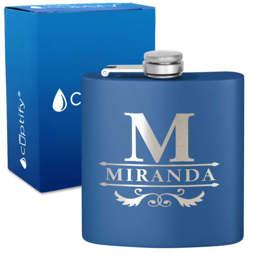 Personalized Initial Style 6oz Hip Flask