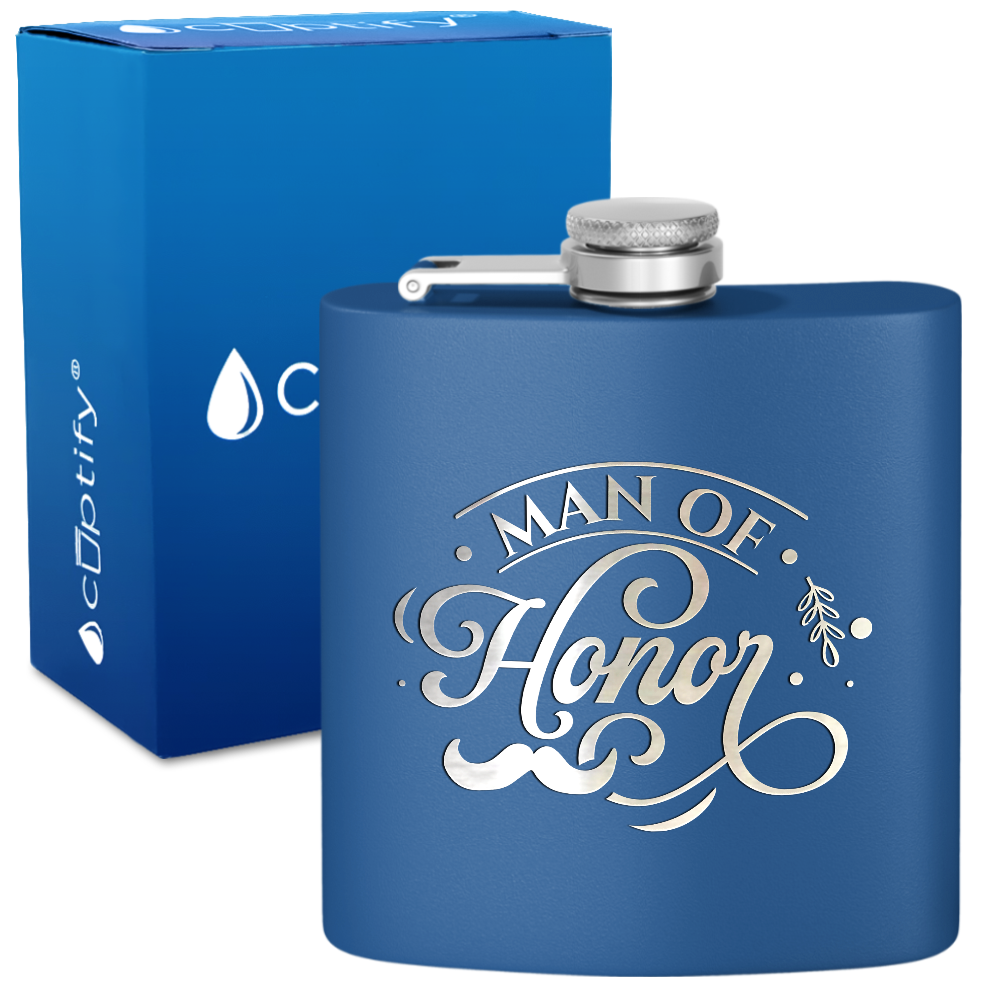 Man of Honor 6 oz Stainless Steel Hip Flask