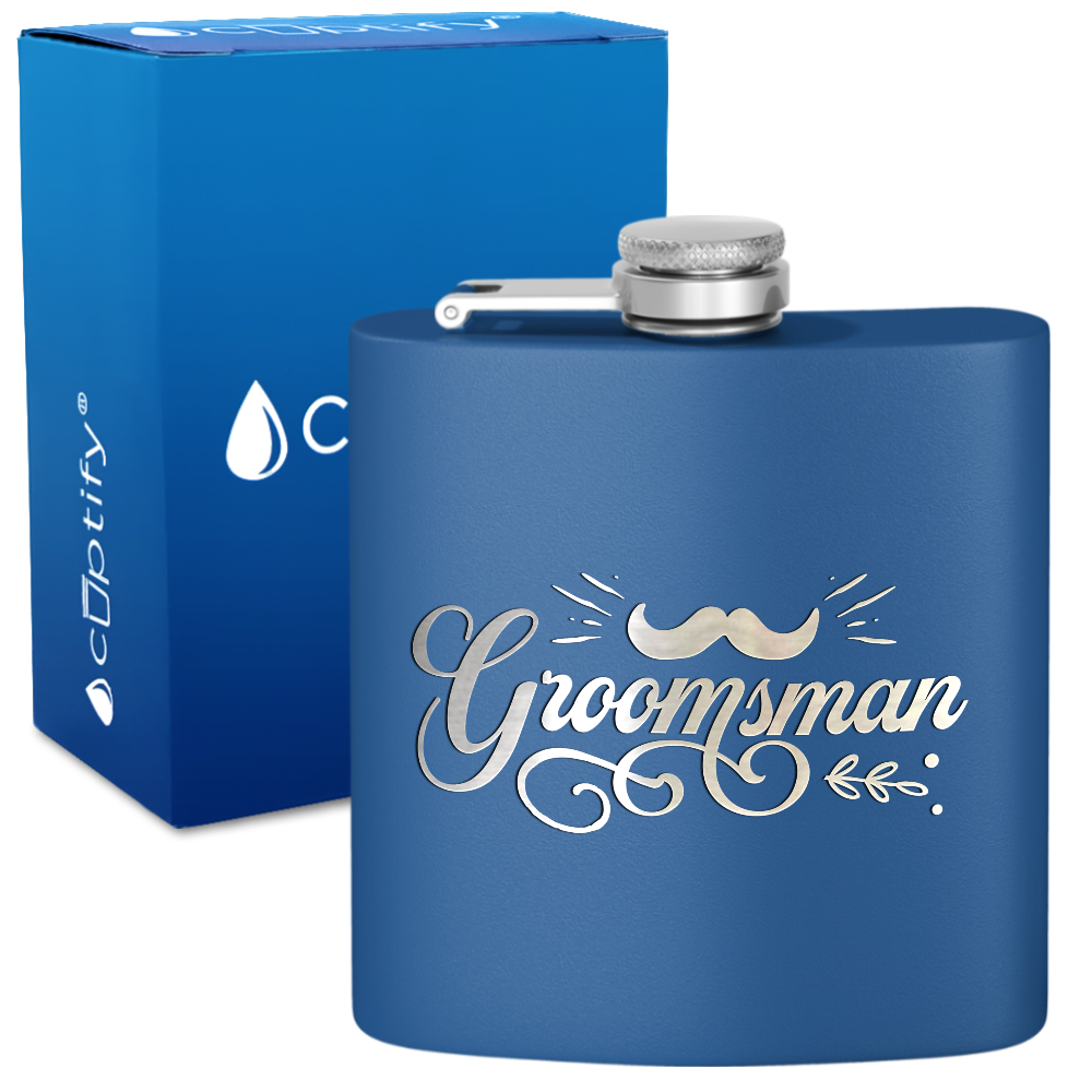 Groomsman Groovy 6 oz Stainless Steel Hip Flask