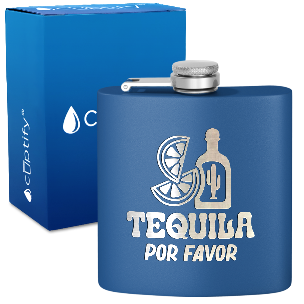 Tequila Por Favor 6 oz Stainless Steel Hip Flask
