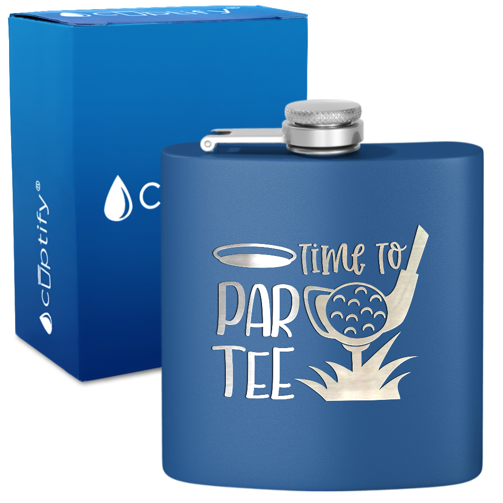 Golf Time to Par-tee 6oz Stainless Steel Hip Flask