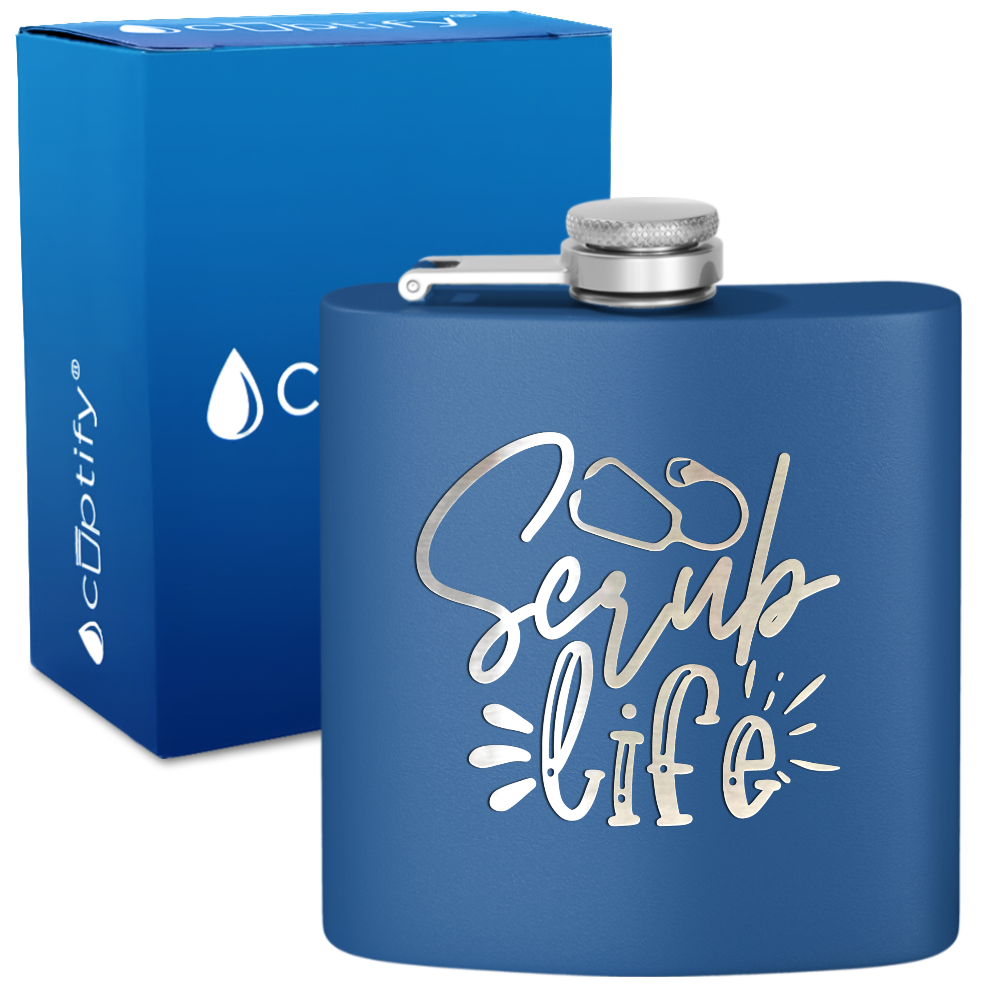 Scrub Life 6oz Stainless Steel Hip Flask