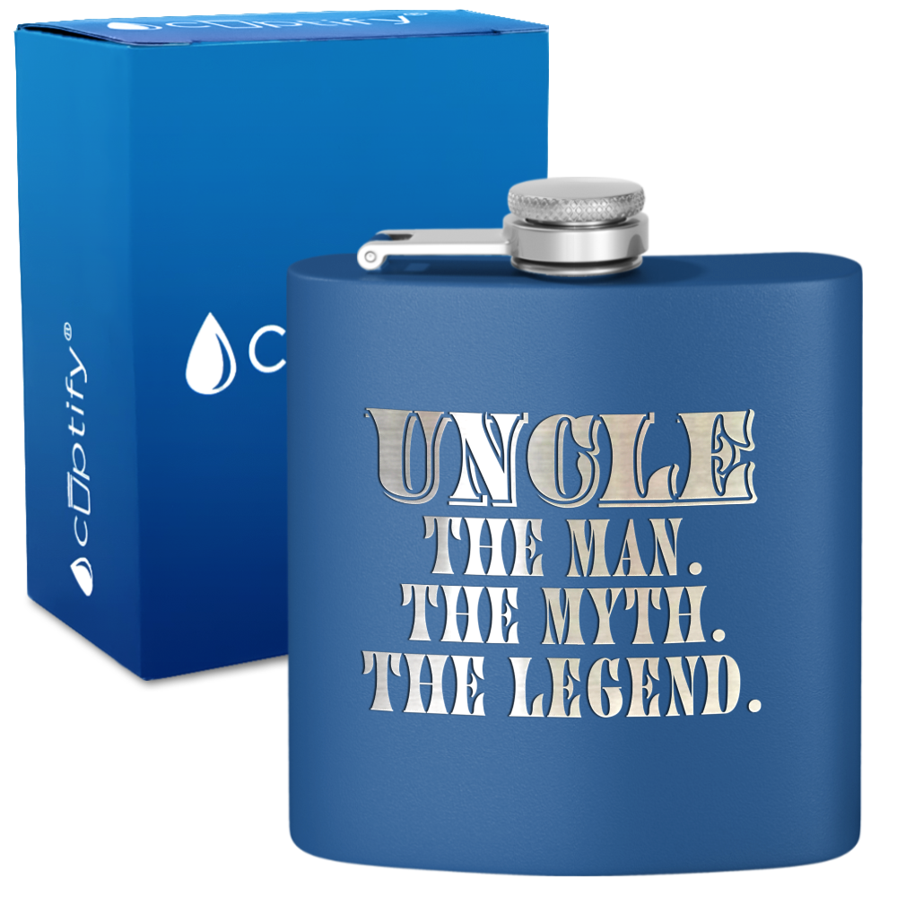 Uncle The Man The Myth The Legend 6oz Stainless Steel Hip Flask