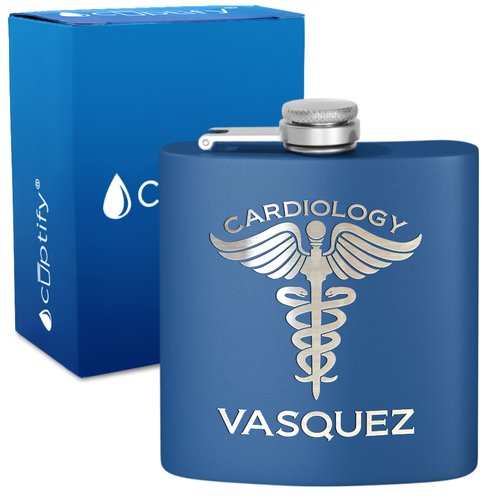 Personalized Cardiology 6oz Stainless Steel Hip Flask