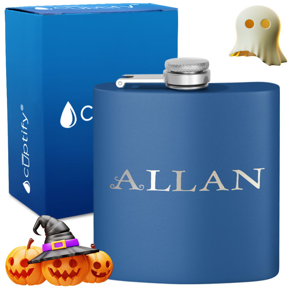 Personalized Eerie Halloween Font 6oz Hip Flask