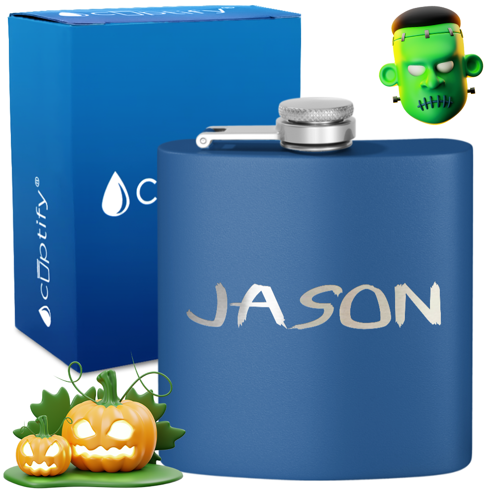 Personalized Scary Halloween Font 6oz Hip Flask