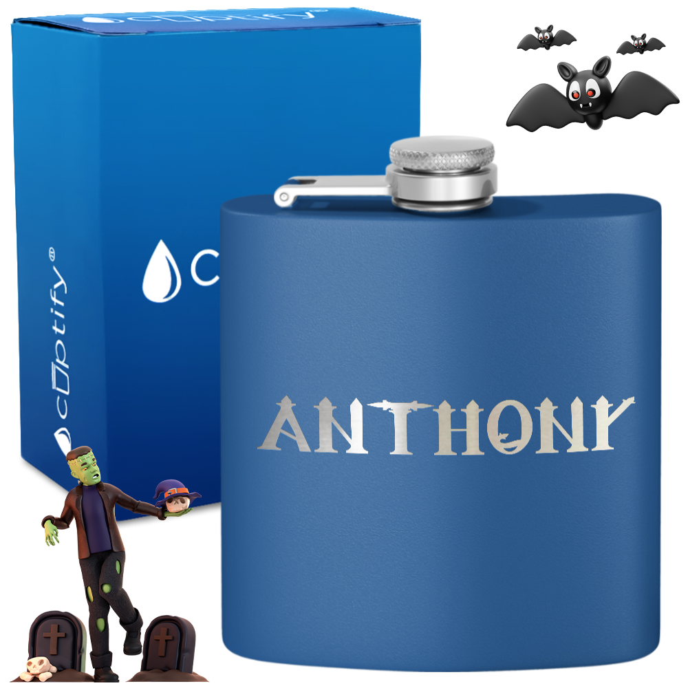 Personalized Creepy Halloween Font 6oz Hip Flask