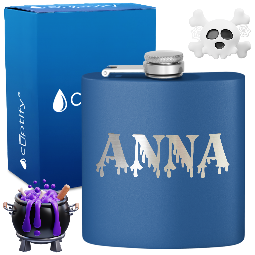 Personalized Bloody Halloween Font 6oz Hip Flask