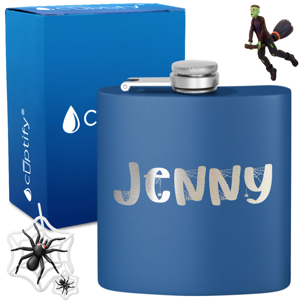 Personalized Spooky Halloween Font 6oz Hip Flask