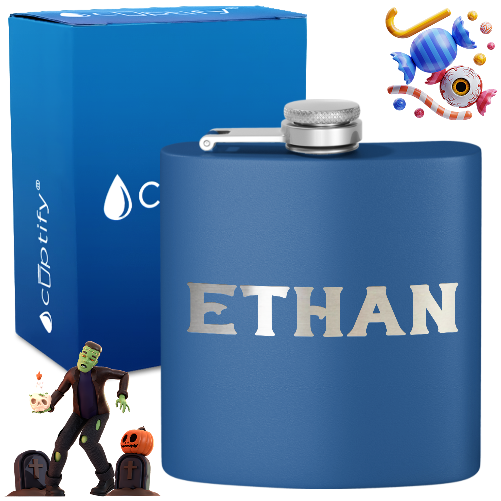Personalized Grim Halloween Font 6oz Hip Flask