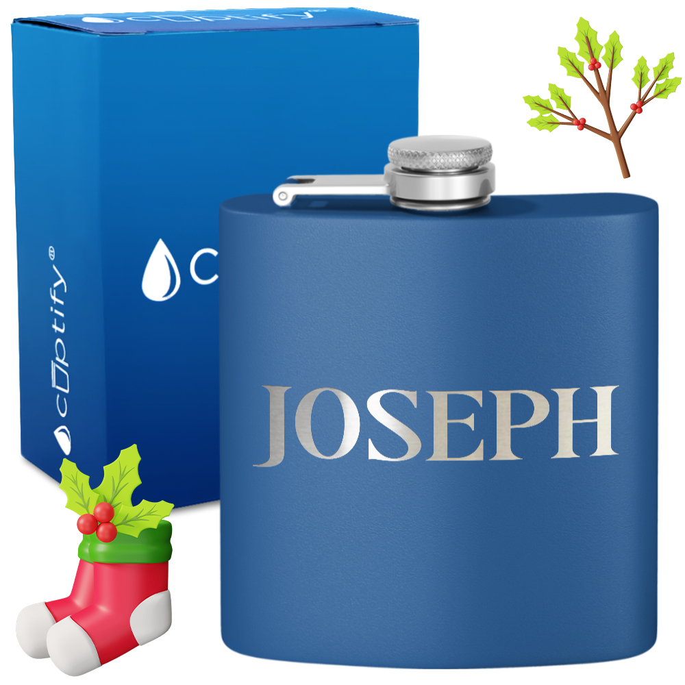 Personalized Merry Christmas Font 6oz Hip Flask