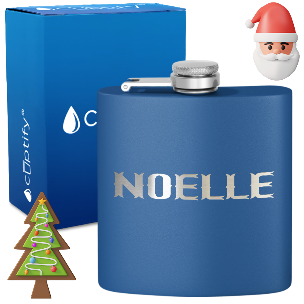 Personalized Claus Christmas Font 6oz Hip Flask