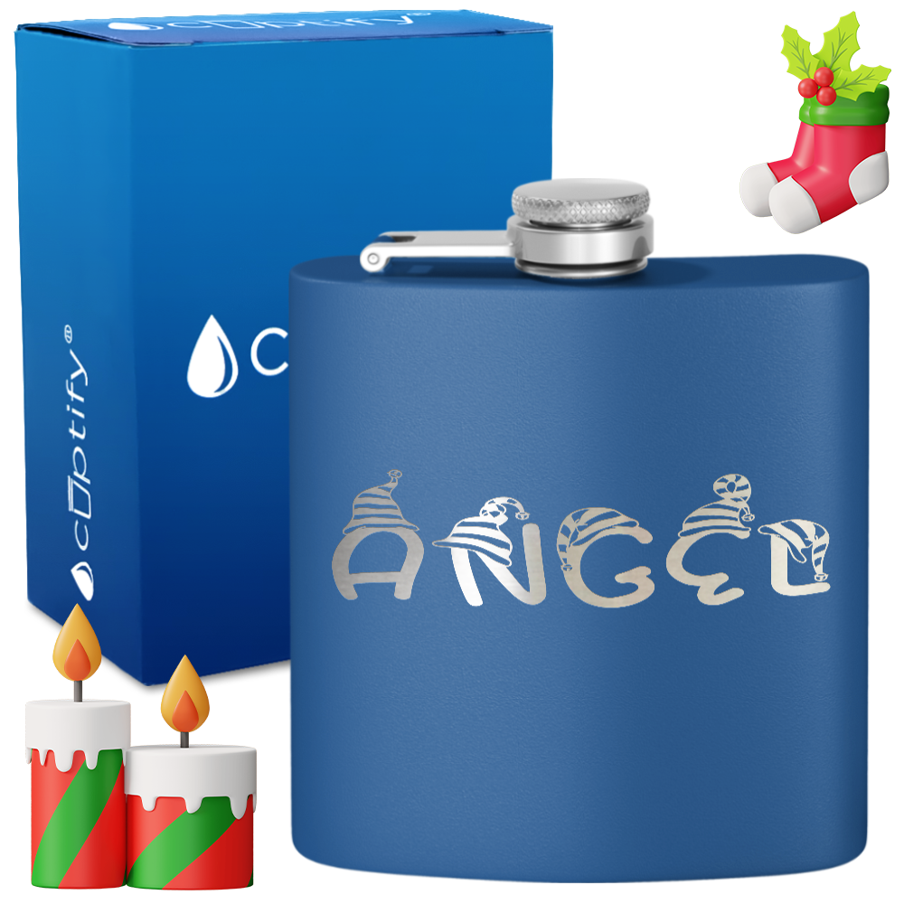 Personalized Elfen Christmas Font 6oz Hip Flask