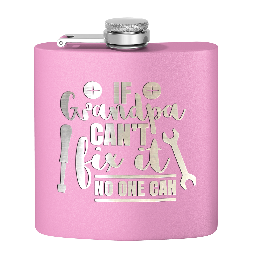 Grandpa Can Fix It 6 oz Stainless Steel Hip Flask