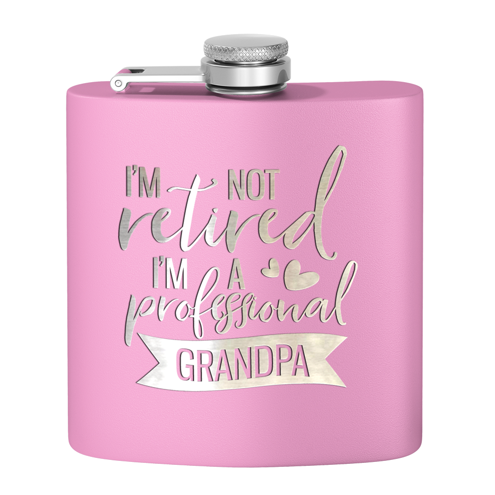 Professional Grandpa 6 oz Stainless Steel Hip Flask