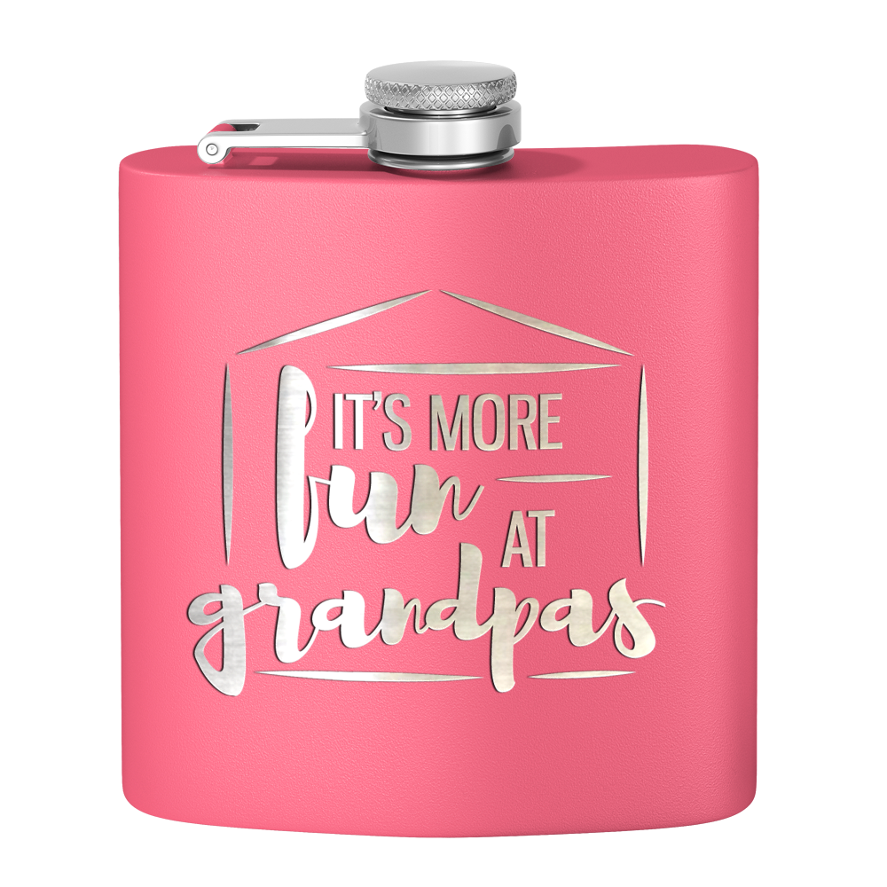 Fun At Grandpas 6 oz Stainless Steel Hip Flask