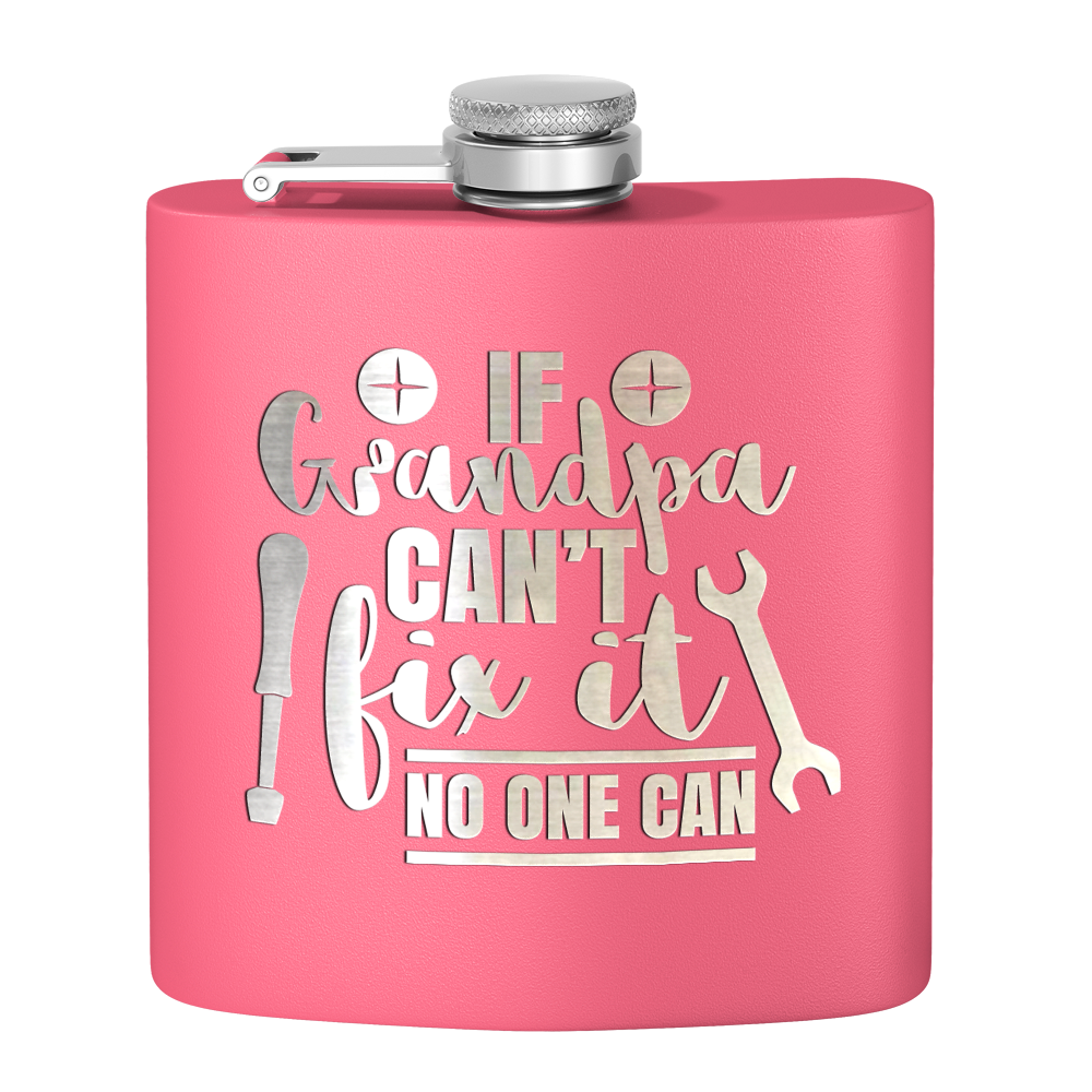 Grandpa Can Fix It 6 oz Stainless Steel Hip Flask