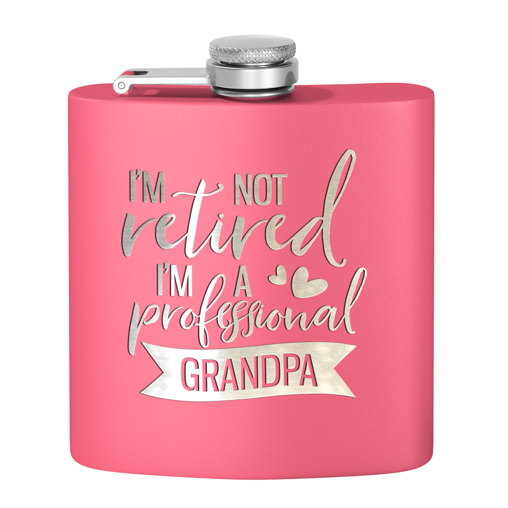 Professional Grandpa 6 oz Stainless Steel Hip Flask