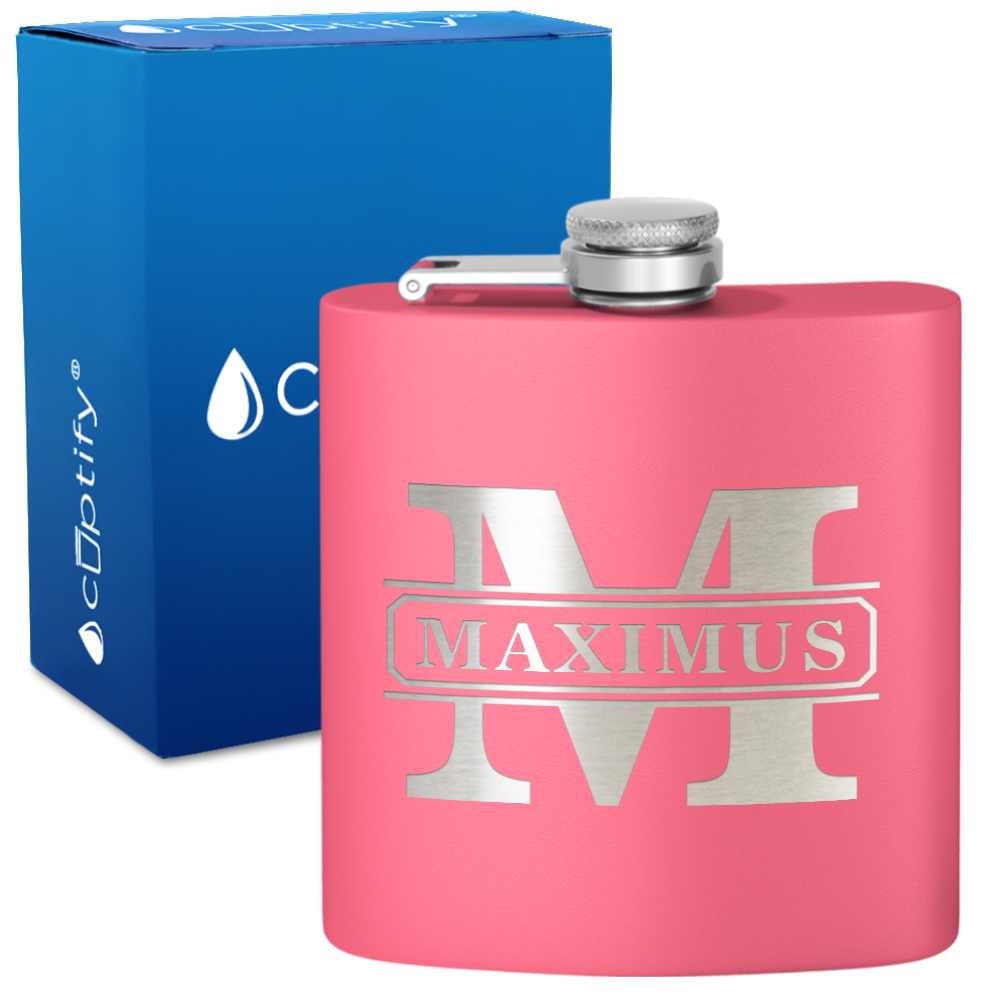 Personalized Vintage Block 6oz Hip Flask