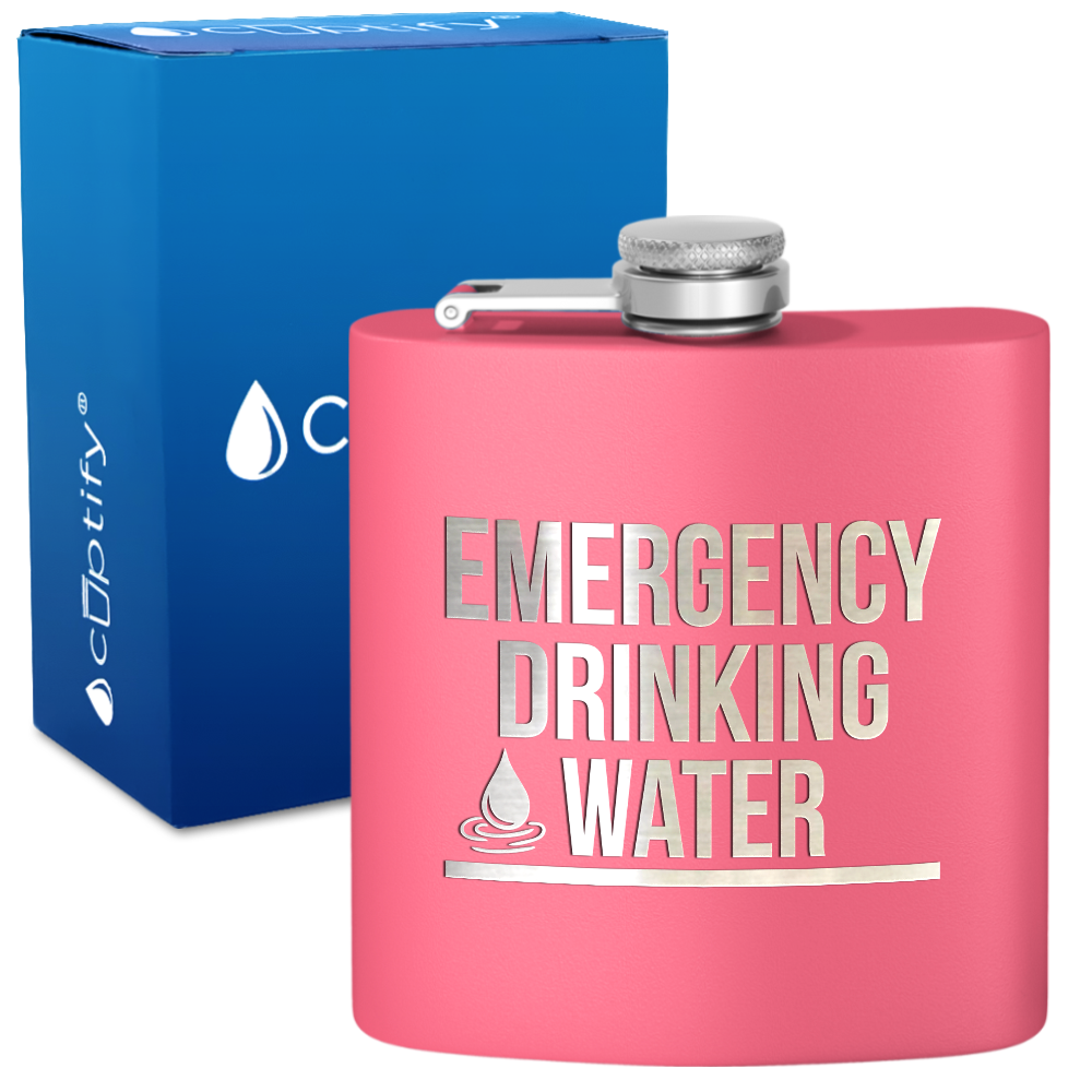 Emergency Drinking Water 6 oz Stainless Steel Hip Flask